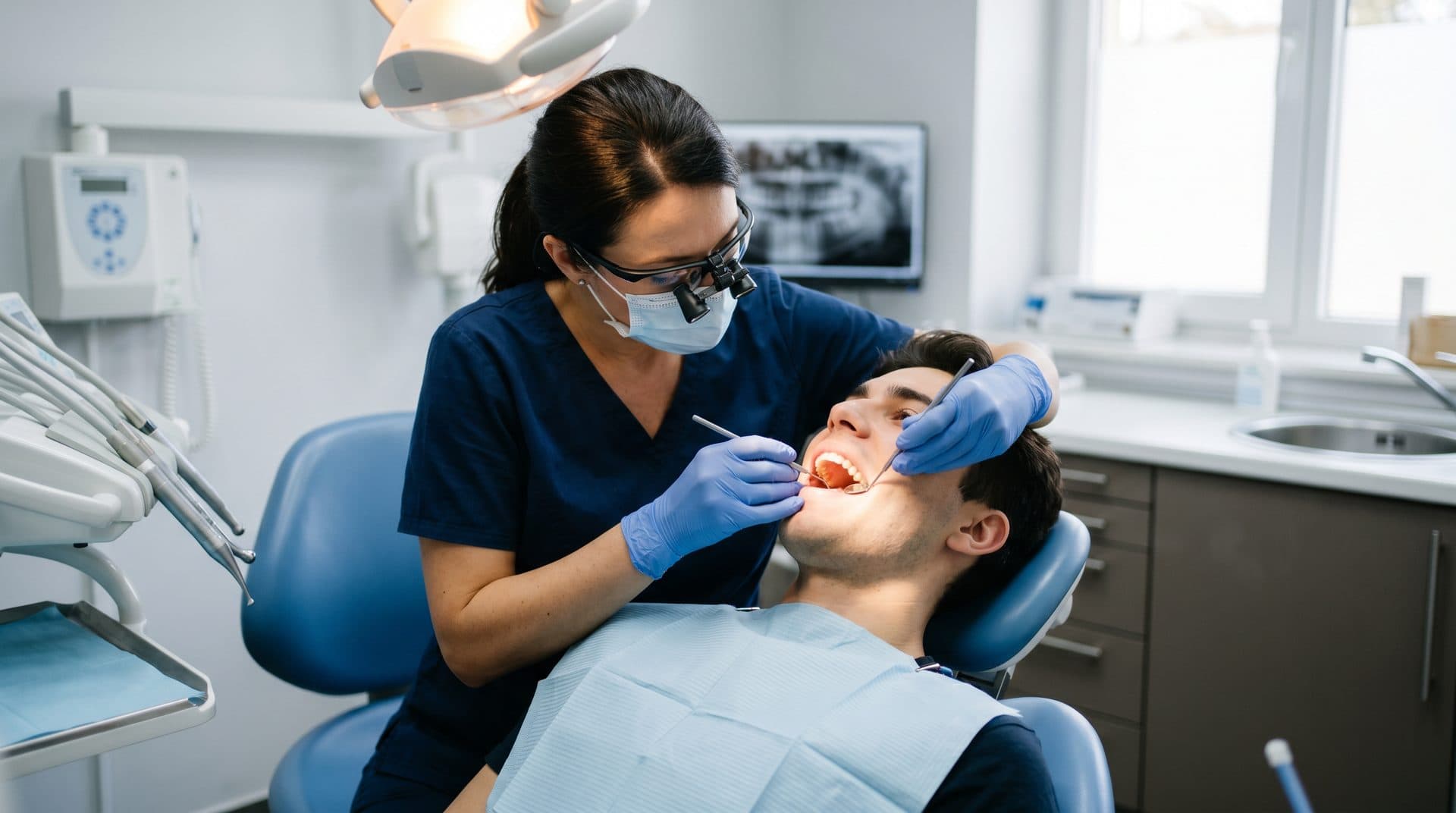 Dentista de Centro Dental San Pablo explicando rutina de higiene bucal en Ferrol